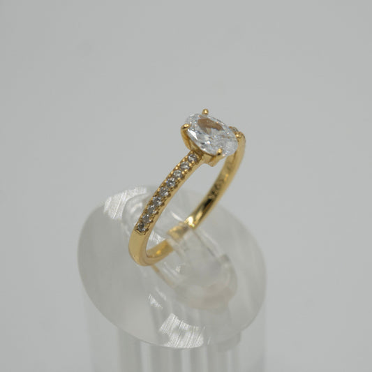 Anillo "Solitario Ovalado" en Plata 925 con Zirconias Cúbicas