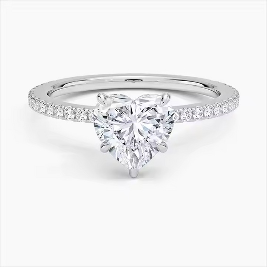 Anillo Corazón Amor Eterno, Plata 925 con Zirconia Cúbica Corte Corazón