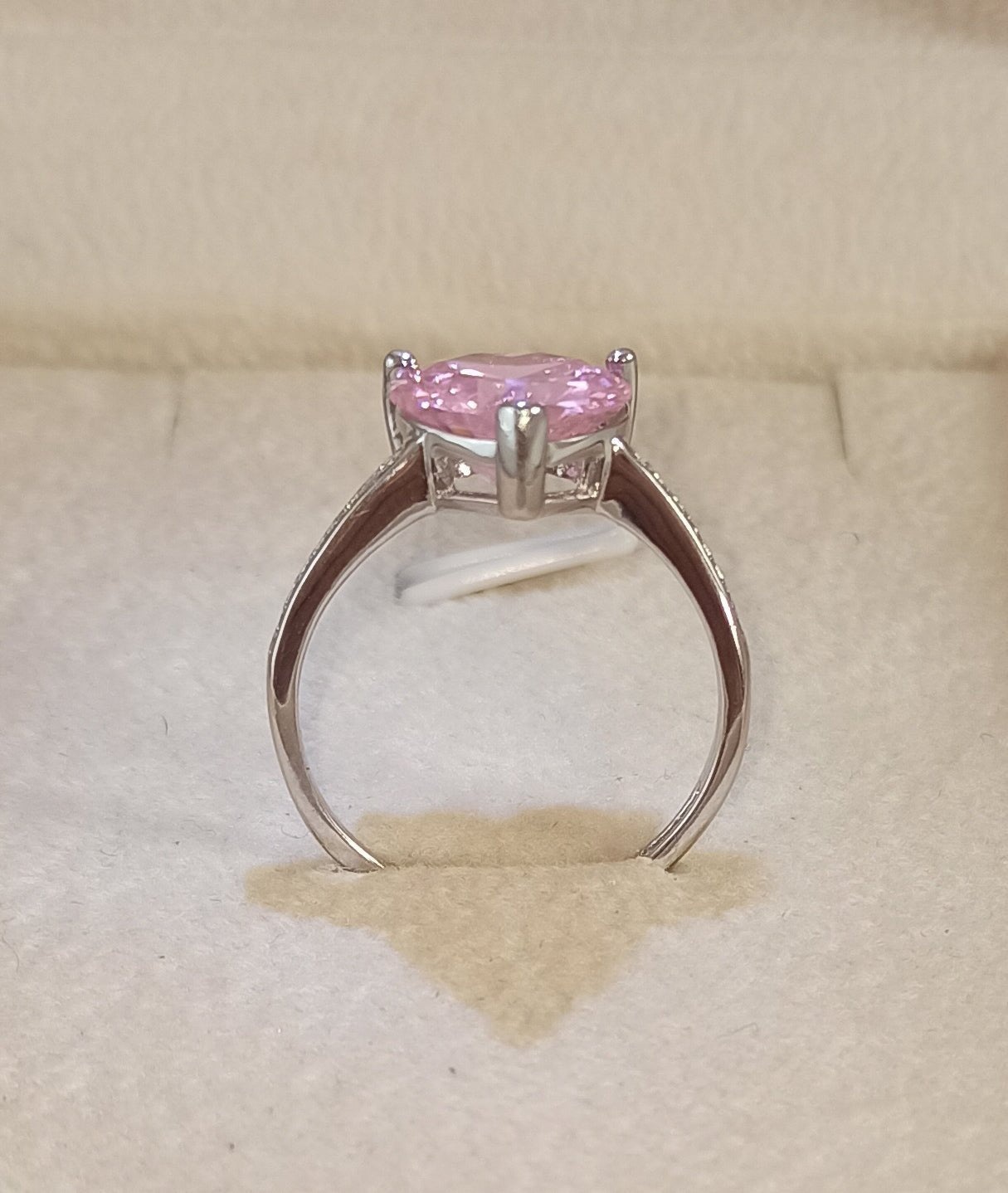 Anillo ajustable en plata 925 con circonita rosa en forma de corazón - Aurora Boré