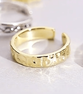 Anillo Argolla Ajustable, Estilo Antiguo de Plata de Ley 925 con Baño de Oro 18K - Aurora Boré