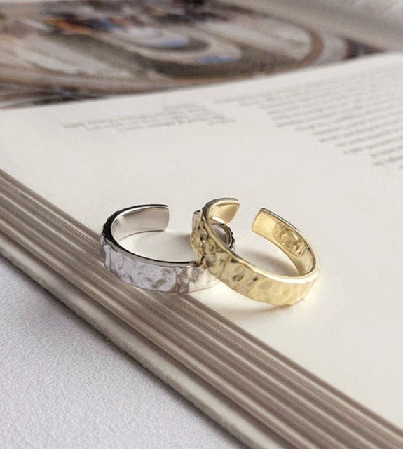 Anillo Argolla Ajustable, Estilo Antiguo de Plata de Ley 925 con Baño de Oro 18K - Aurora Boré