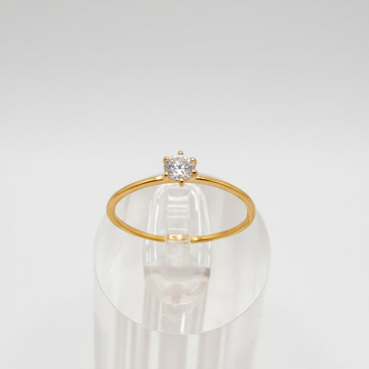 ✨ Anillo “Luz Dorada” Solitario Clásico en Plata 925 con Baño de Oro 14K - Aurora Boré