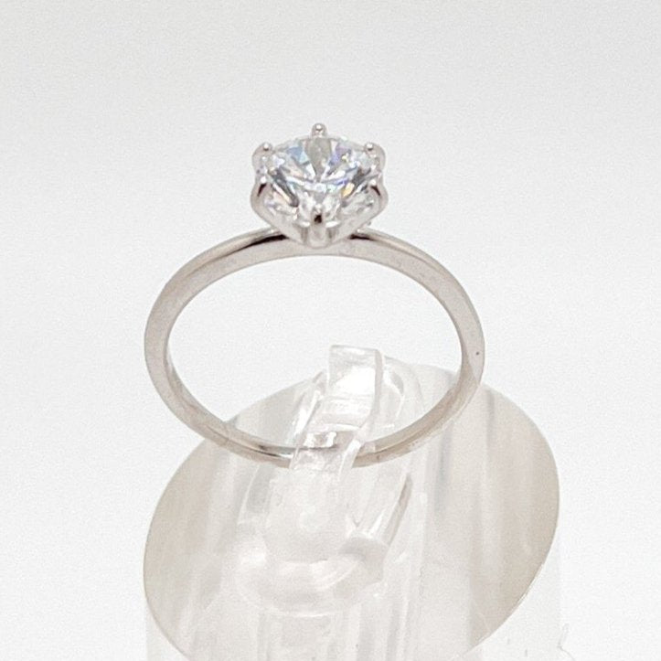 Anillo Clásico Solitario con Zirconia en Plata 925 con Zirconia de 7mm - Aurora Boré