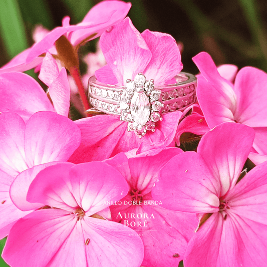 Anillo Clásico y Elegante de Compromiso, Doble banda - Aurora Boré