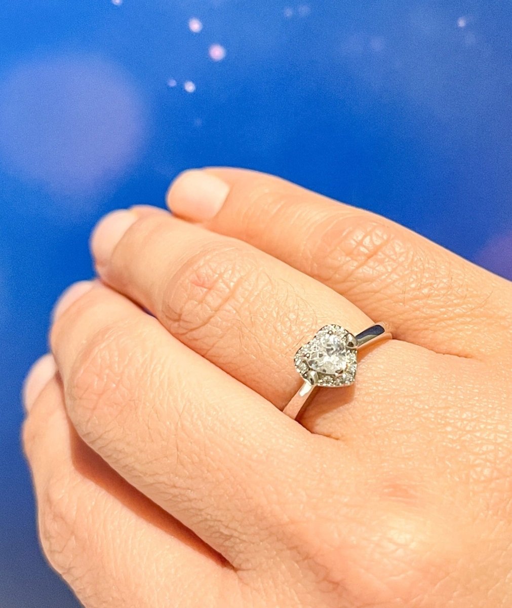 Anillo con Zirconia en forma de Corazón, material Plata 925 y Zirconias