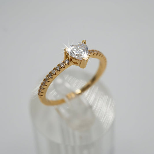 Anillo Corazón en Plata 925 con Baño de Oro 18K