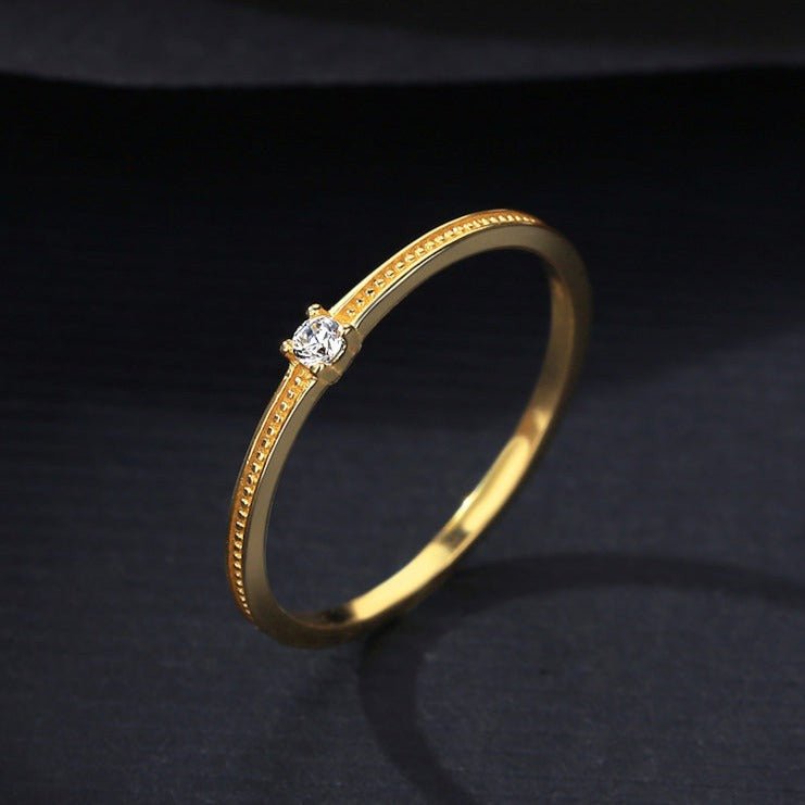 Anillo en Plata 925 14K con Baño en Oro 14K, zirconia 2mm - Aurora Boré