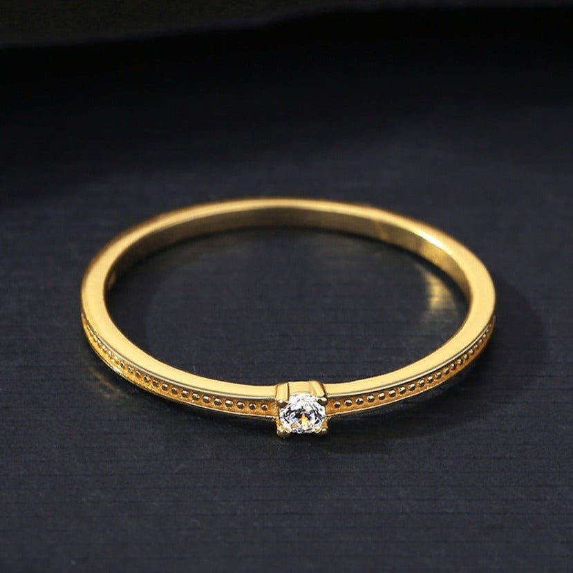 Anillo en Plata 925 14K con Baño en Oro 14K, zirconia 2mm - Aurora Boré