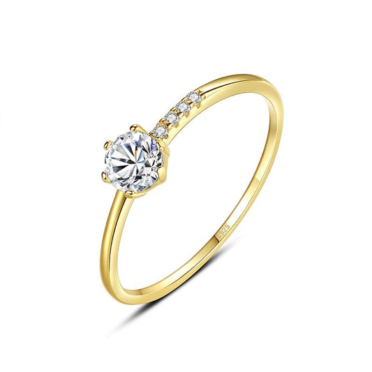 💛 Anillo Brisa Dorada – Plata 925 con Zirconia 4 mm - Aurora Boré