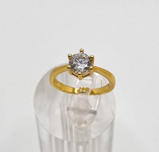 Anillo Solitario, joyería de plata de ley 925 con Baño de Oro - Aurora Boré