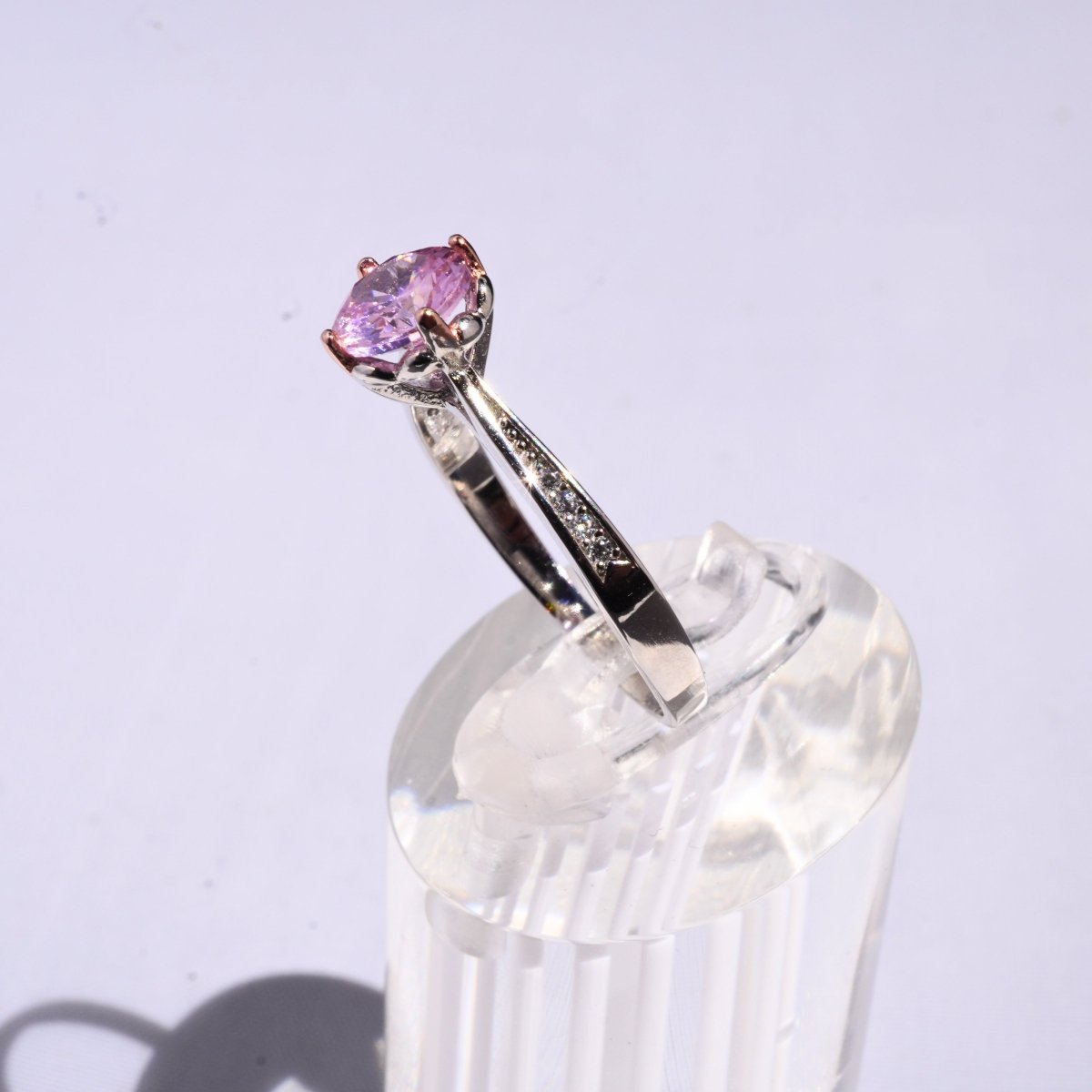 Anillo "Aurora Rosé" en Plata 925 con Piedra Rosa y Baño de Rodio - Aurora Boré