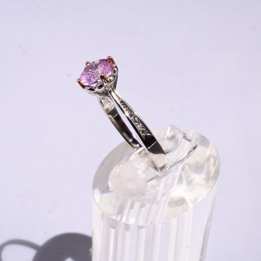 Anillo "Aurora Rosé" en Plata 925 con Piedra Rosa y Baño de Rodio - Aurora Boré