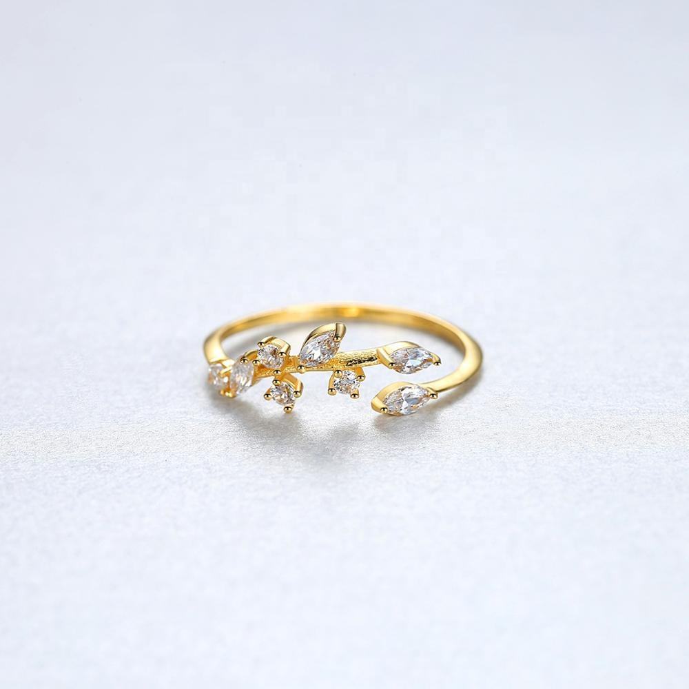 Anillo de plata 925 con brillantes zirconias y una hoja de olivo - Aurora Boré