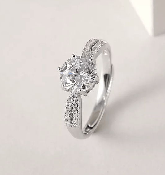 Anillo Solitario Doble Brillo en Plata 925 - Aurora Boré