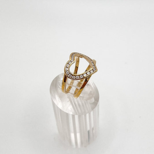 Anillo de Plata con Baño de Oro y Corazón de Zirconias Cúbicas - Aurora Boré