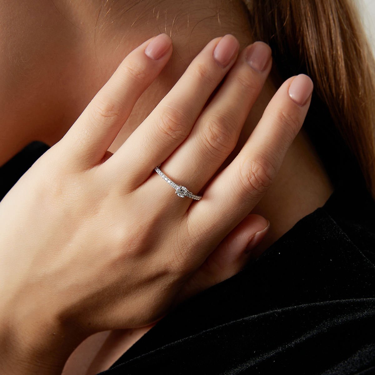 Anillo de Plata de Ley 925 con moissanite con certificado GRA - Aurora Boré