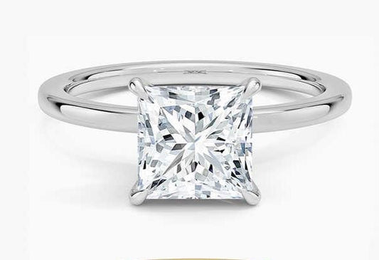 Anillo Solitario Corte Princesa en Plata 925 con Zirconia – Baño de Oro ó Rodio - Aurora Boré