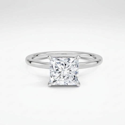 Anillo Solitario Corte Princesa en Plata 925 con Zirconia – Baño de Oro ó Rodio - Aurora Boré