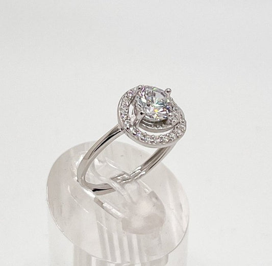 Anillo estilo Halo en Plata 925 - Aurora Boré