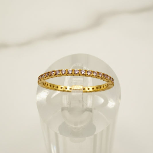 Anillo eternidad de plata 925 con circonitas color rosa