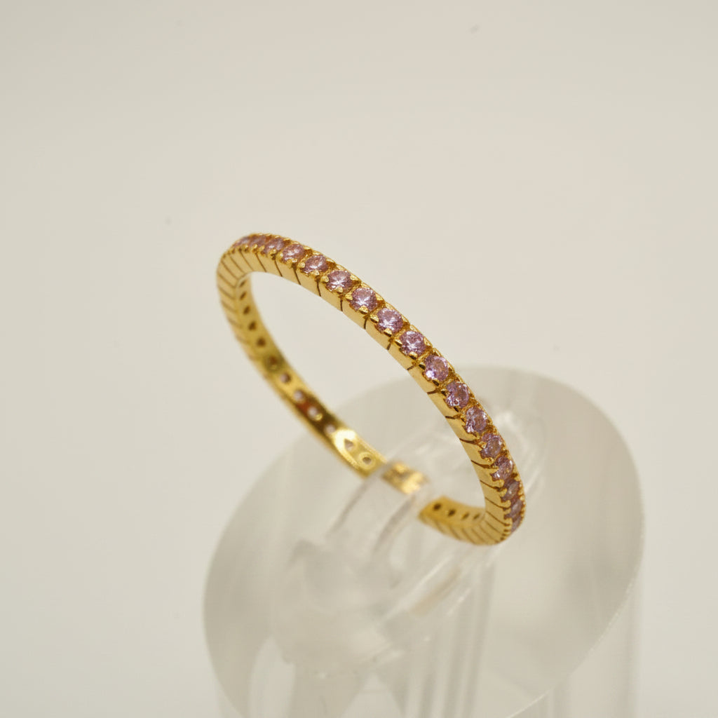 Anillo eternidad de plata 925 con circonitas color rosa