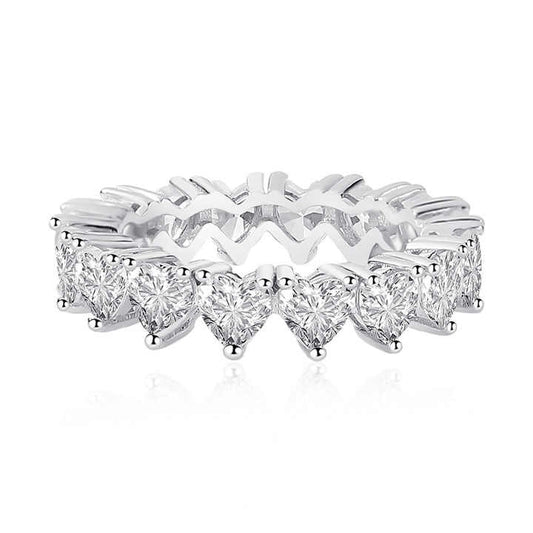 Anillo Eternity en Plata 925 con Zirconias en Corte Corazón - Aurora Boré