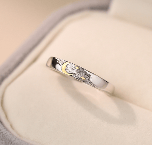 Anillo Luna de Ensueño – Plata 925 con Detalle Dorado