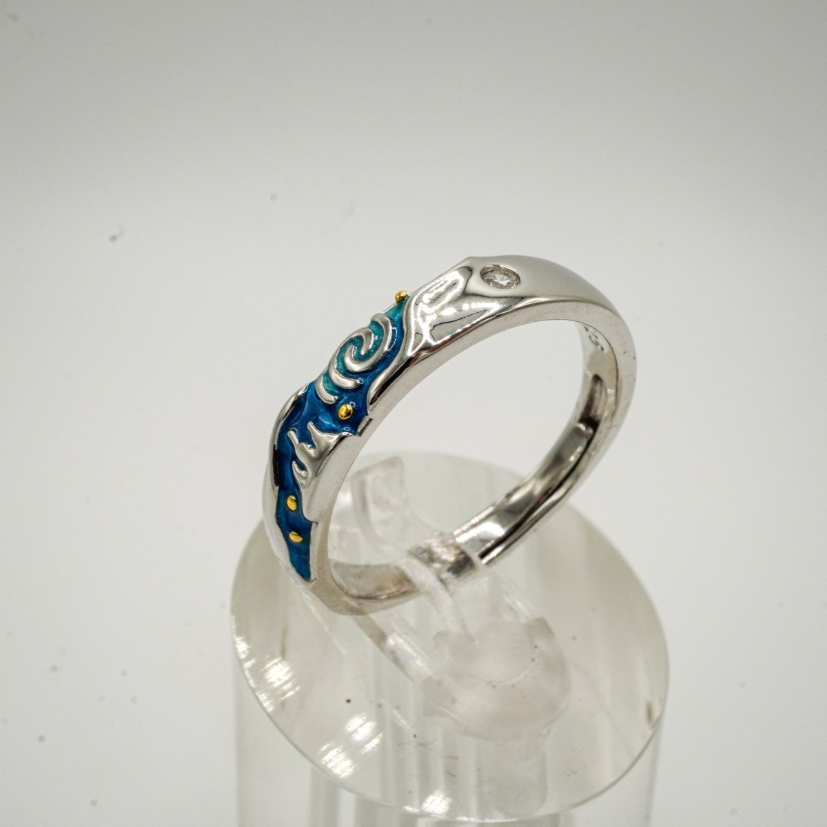 ✨ Anillo “Noche Estrellada” – Plata 925 con esmalte azul y detalles en zirconia