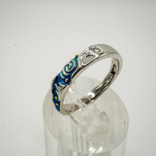 ✨ Anillo “Noche Estrellada” – Plata 925 con esmalte azul y detalles en zirconia