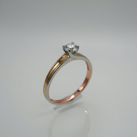 💍 Anillo Solitario "Aurora Tricolor" en Plata 925
