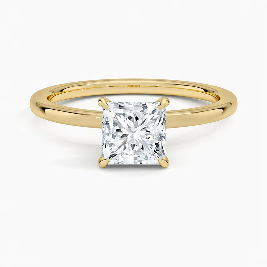 Anillo Solitario Corte Princesa en Plata 925 con Zirconia – Baño de Oro ó Rodio - Aurora Boré