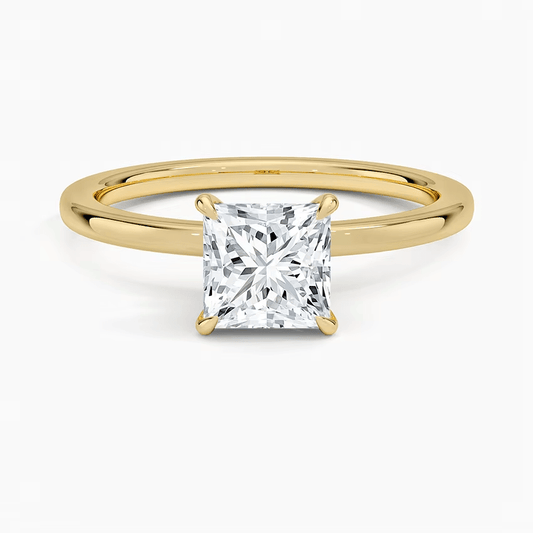 Anillo Solitario Corte Princesa en Plata 925 con Zirconia – Baño de Oro ó Rodio - Aurora Boré