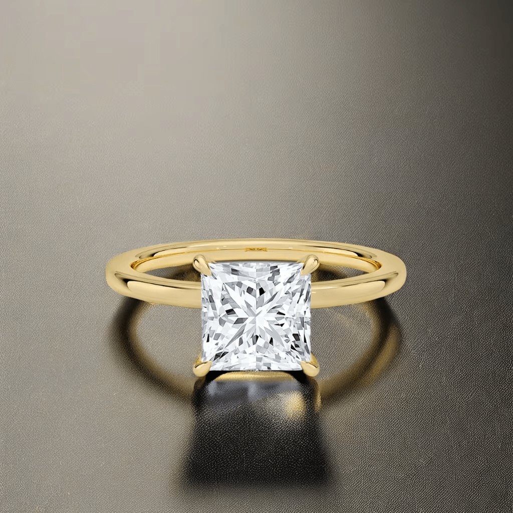 Anillo Solitario Corte Princesa en Plata 925 con Zirconia – Baño de Oro ó Rodio - Aurora Boré
