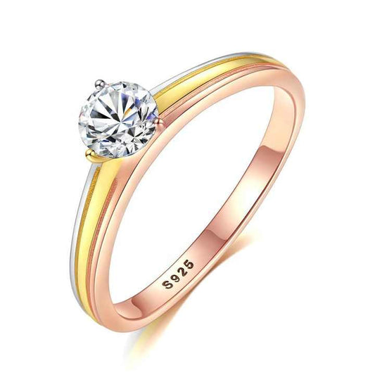 💍 Anillo Solitario "Aurora Tricolor" en Plata 925 - Aurora Boré