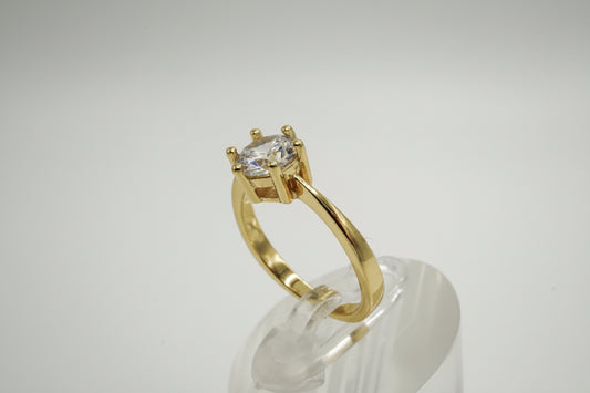 Anillo Solitario, joyería de plata de ley 925 con Baño de Oro