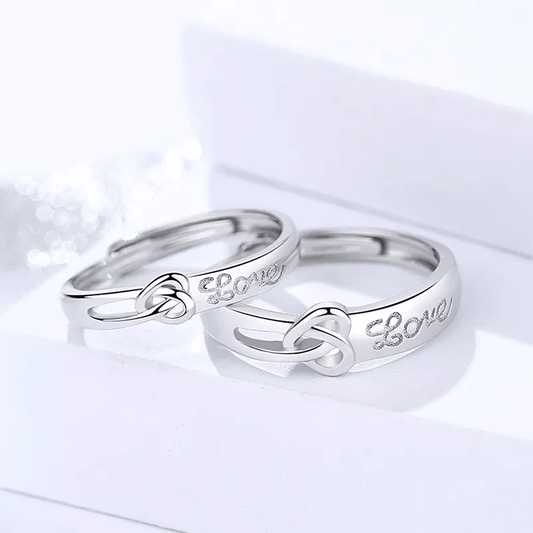 Anillos de Pareja Corazón, Grabado "Love", Material Plata 925 - Aurora Boré