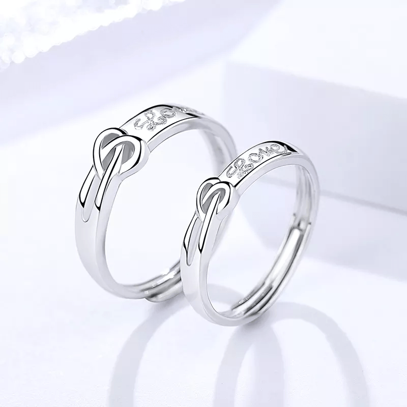 Anillos de Pareja Corazón, Grabado "Love", Material Plata 925 - Aurora Boré