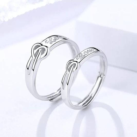 Anillos de Pareja Corazón, Grabado "Love", Material Plata 925 - Aurora Boré
