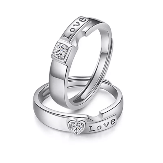 Anillos de pareja de plata 925, Anillo un solo corazón, Plata 925 y zirconias - Aurora Boré