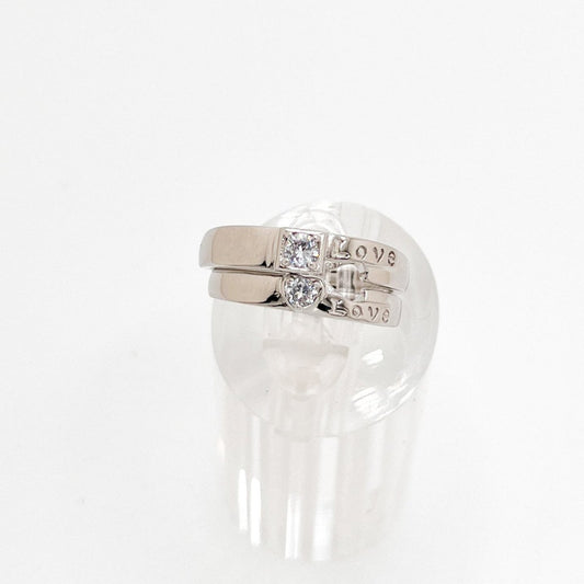 Anillos de pareja de plata 925, Anillo un solo corazón, Plata 925 y zirconias - Aurora Boré
