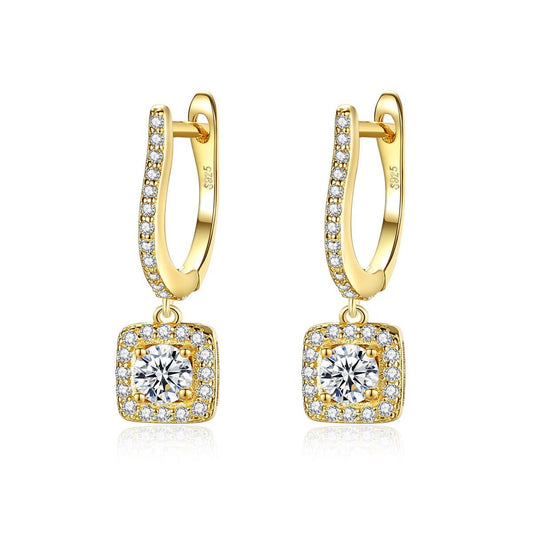 Aretes, Argollas de Moda con piedra circonita cúbica en forma Halo - Aurora Boré