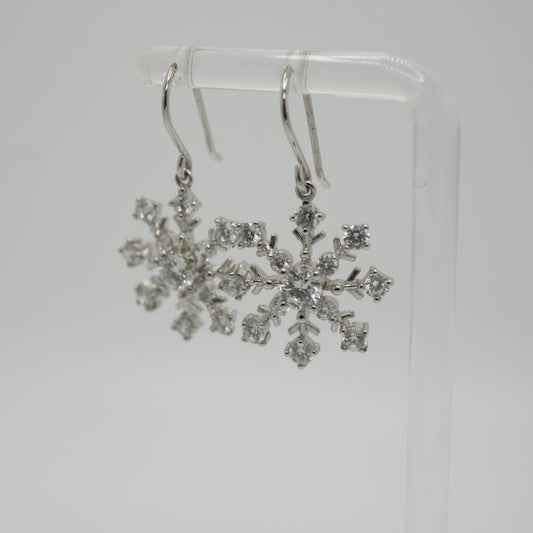 Aretes Copo de Nieve en Plata 925 y Zirconias