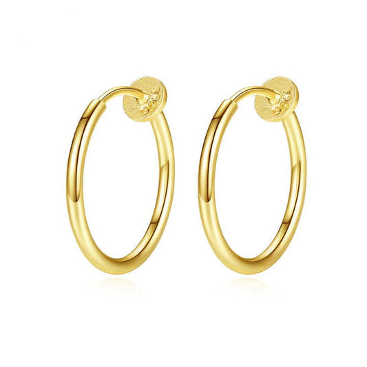 Aretes de Argolla 18mm en Baño de Oro – Estilo Clásico y Versátil - Aurora Boré