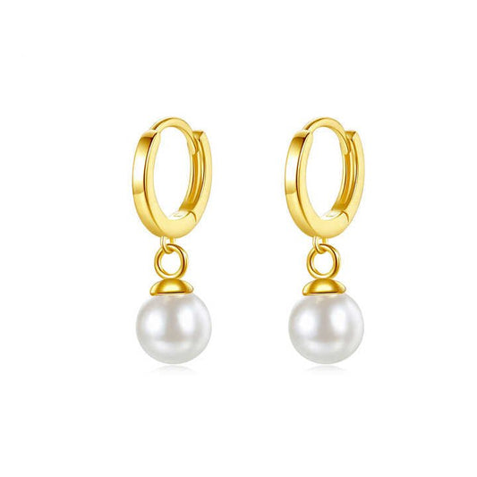 Aretes de Aro en Plata 925 con Baño de Oro y Perlas Colgantes - Aurora Boré