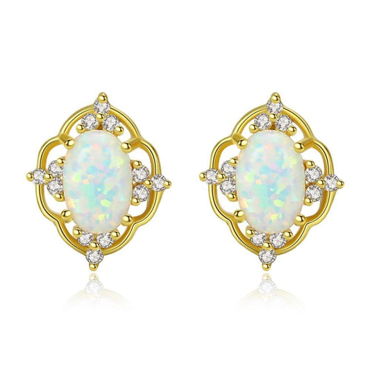 Aretes en plata 925 con baño de Oro 18K y Opalo - Aurora Boré
