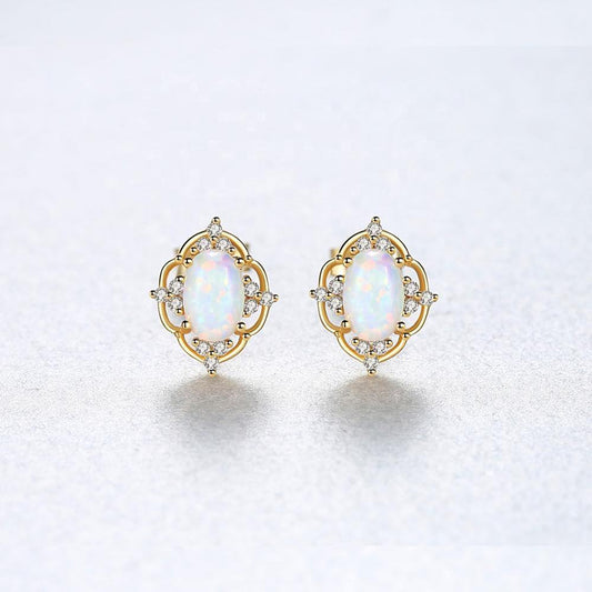 Aretes en plata 925 con baño de Oro 18K y Opalo - Aurora Boré