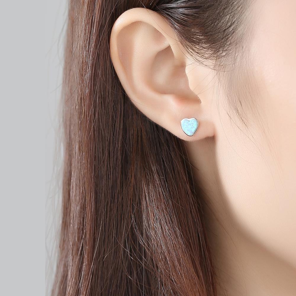 Aretes en plata 925 con ópalo de corazón - Aurora Boré