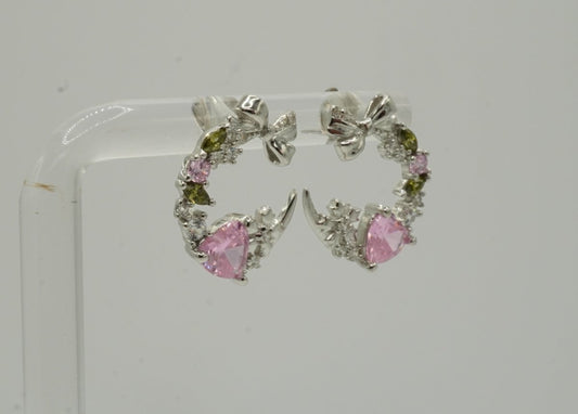 ✨ Aretes “Encanto de Corazones” – Plata 925 con Zirconias Multicolor