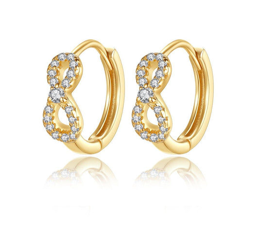 Aretes estilo argolla Infinito para Mujer de Moda Plata 925 con baño de oro 14K - Aurora Boré