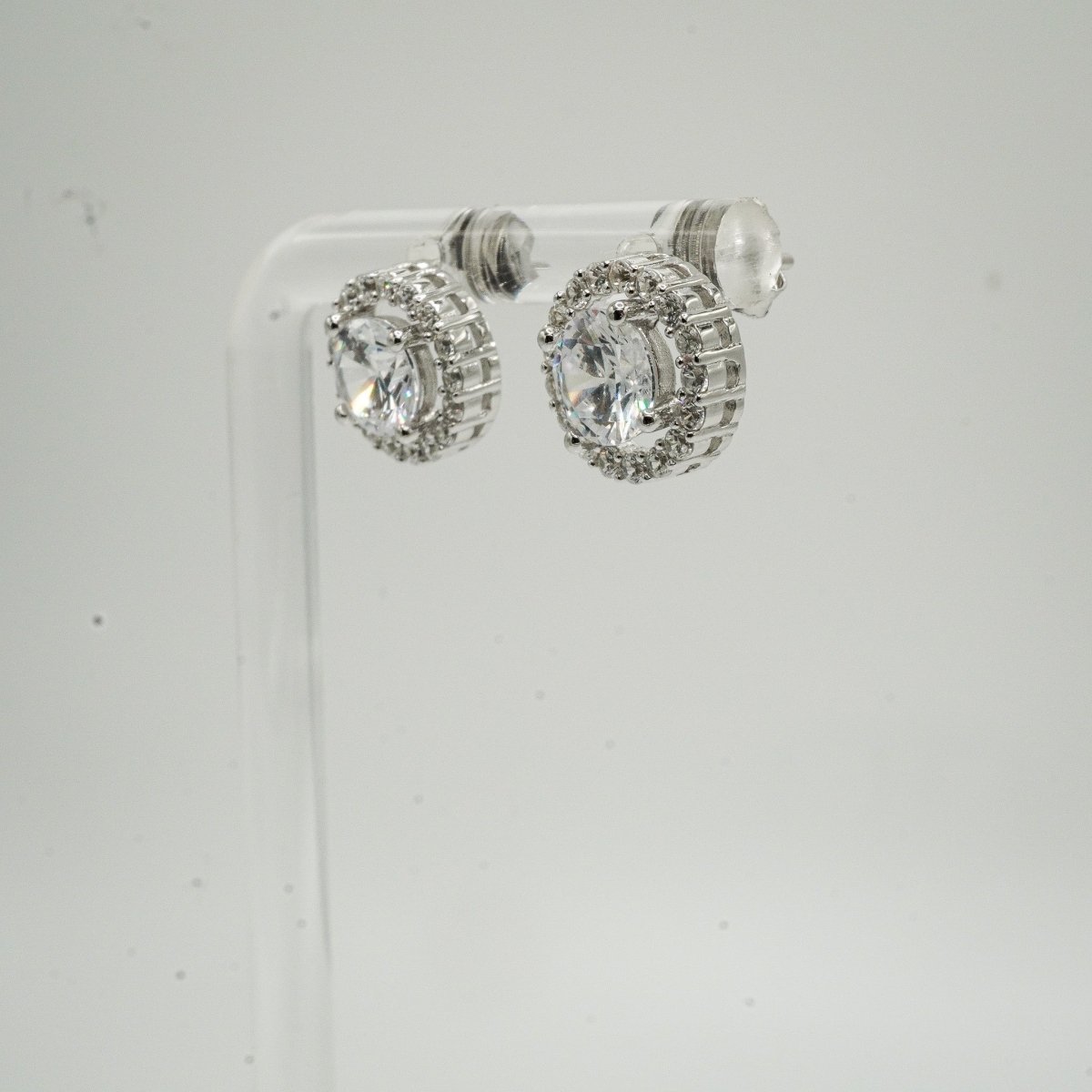 Aretes Estilo Halo en Plata 925 con Zirconias Cúbicas